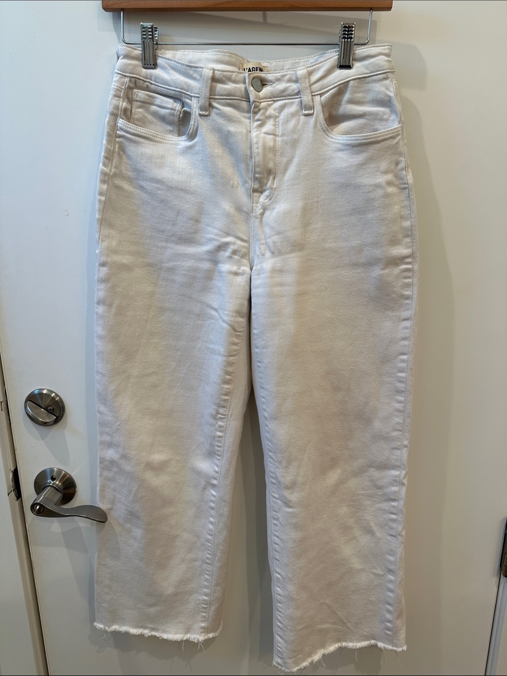 L’Agence White High-Rise Straight Crop Jeans